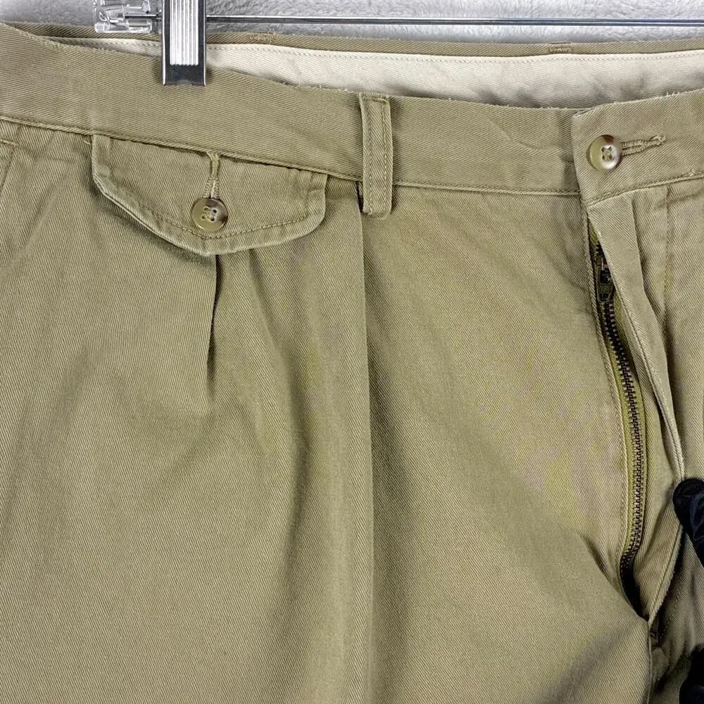 Polo Ralph Lauren Pants Men 38x31 Beige Twill Field Chino Pleated Preppy Classic